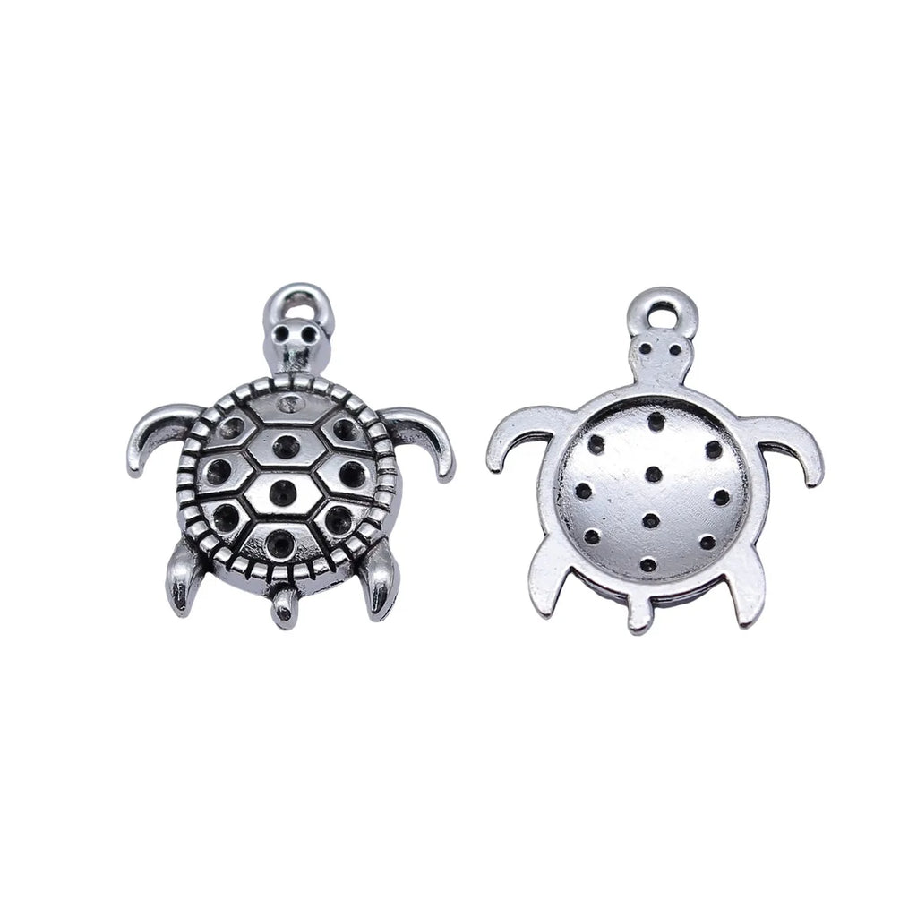 20x17mm 1.4g Antique Silver Zinc Alloy Sea Turtle Charm Pendant for Necklace Bracelet DIY Jewelry