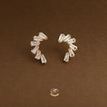 14K Plated Micro Pave Zircon Irregular Geometric Stud Earrings Korean Chic Sparkling Firework Jewelry