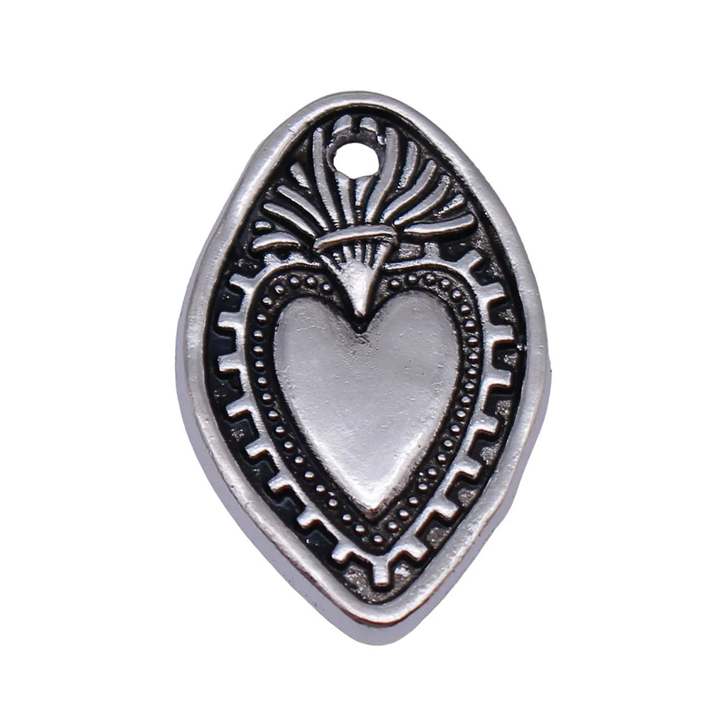 28x17mm 2.9g Antique Silver Zinc Alloy Gothic Heart Charm Pendant for DIY Necklace Jewelry Making