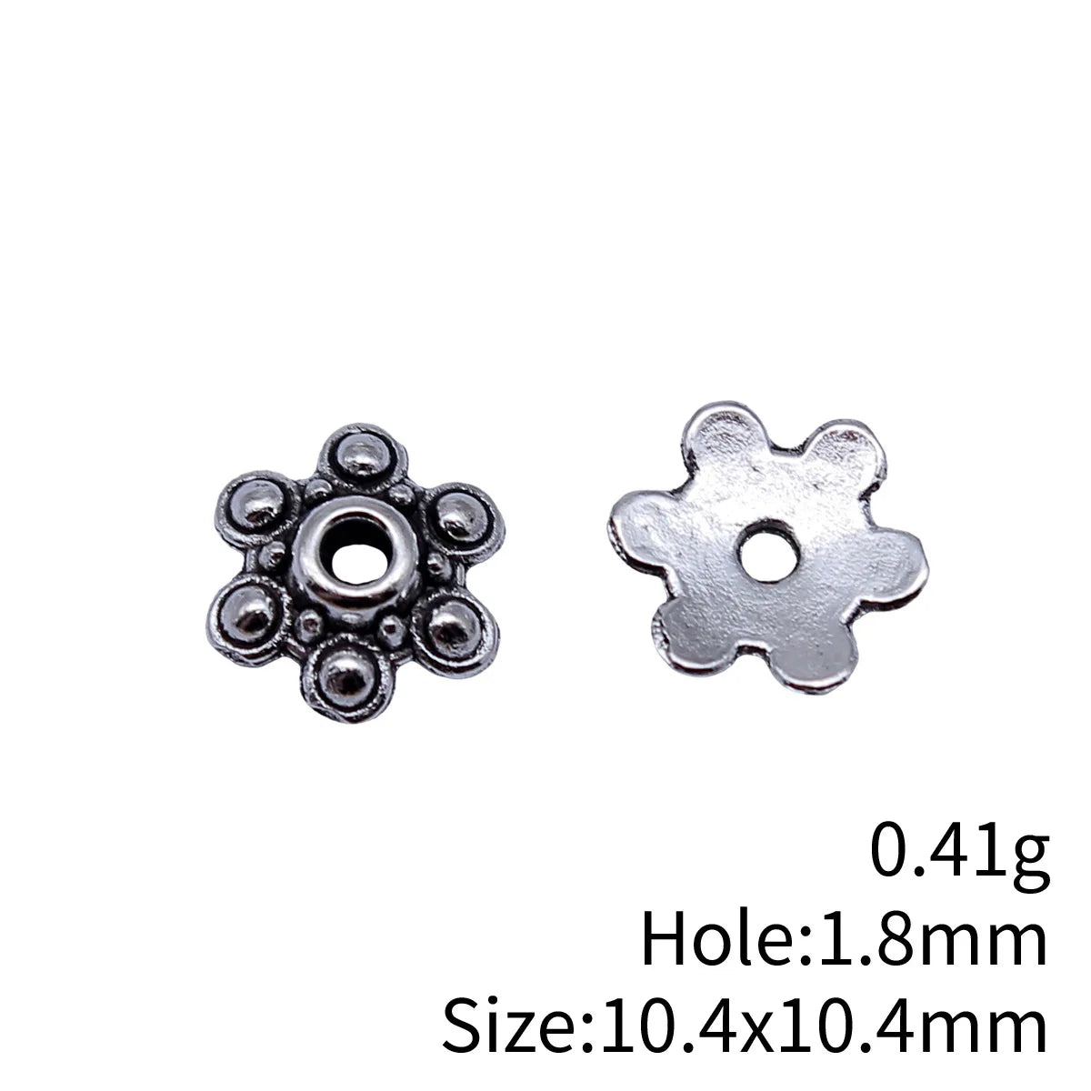 10.4x10.4mm 0.41g Antique Silver Zinc Alloy Flower Bead Cap Jewelry Finding for DIY Jewelry Making
