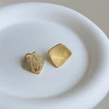 High-End Minimalist Geometric Square Brushed Copper Stud Earrings With Silver Plated Pins