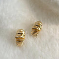 14K Gold Plated Copper Geometric Wrinkle Stud Earrings For Women Light Luxury Designer Style
