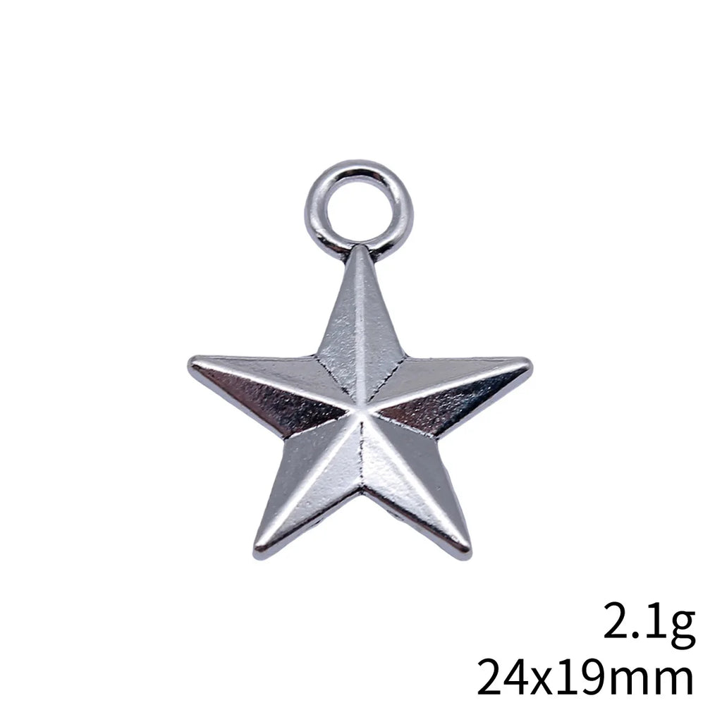 24x19mm 2.1g Multicolor Zinc Alloy Five-Point Star Charm Pendant for Bracelet Necklace DIY Jewelry Making