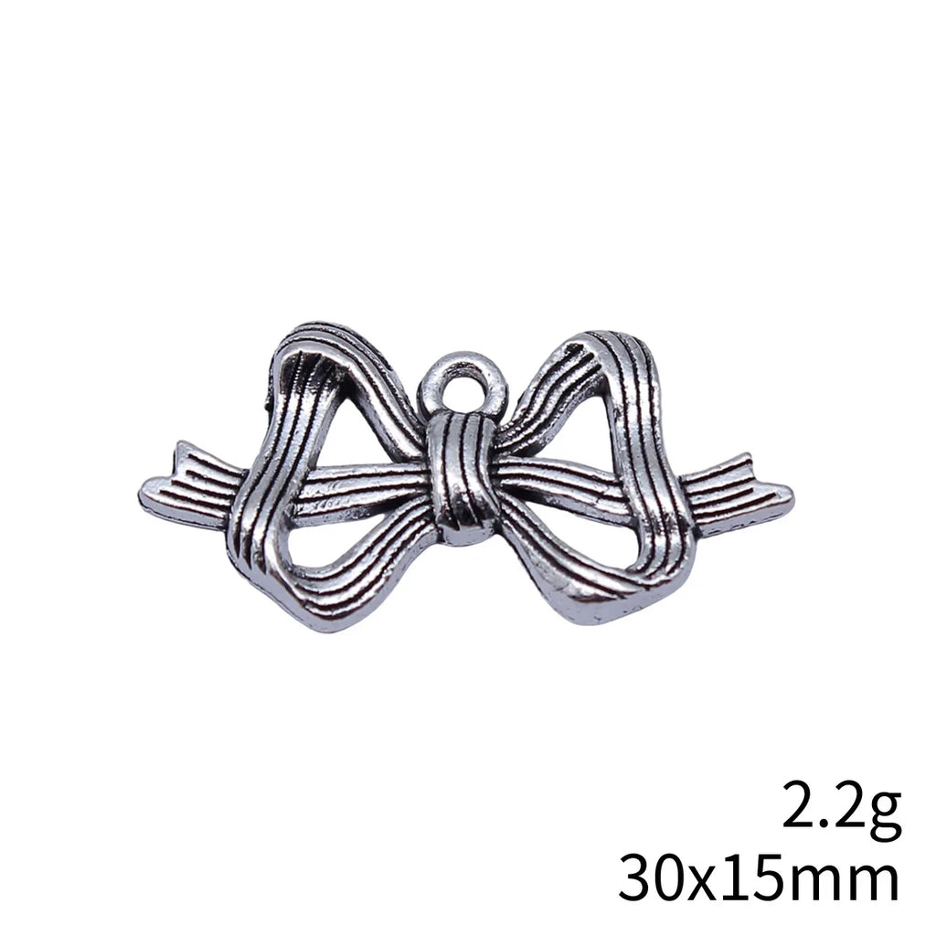 30x15mm 2.2g Antique Silver Zinc Alloy Bowknot Butterfly Charm Pendant for DIY Necklace Bracelet Making