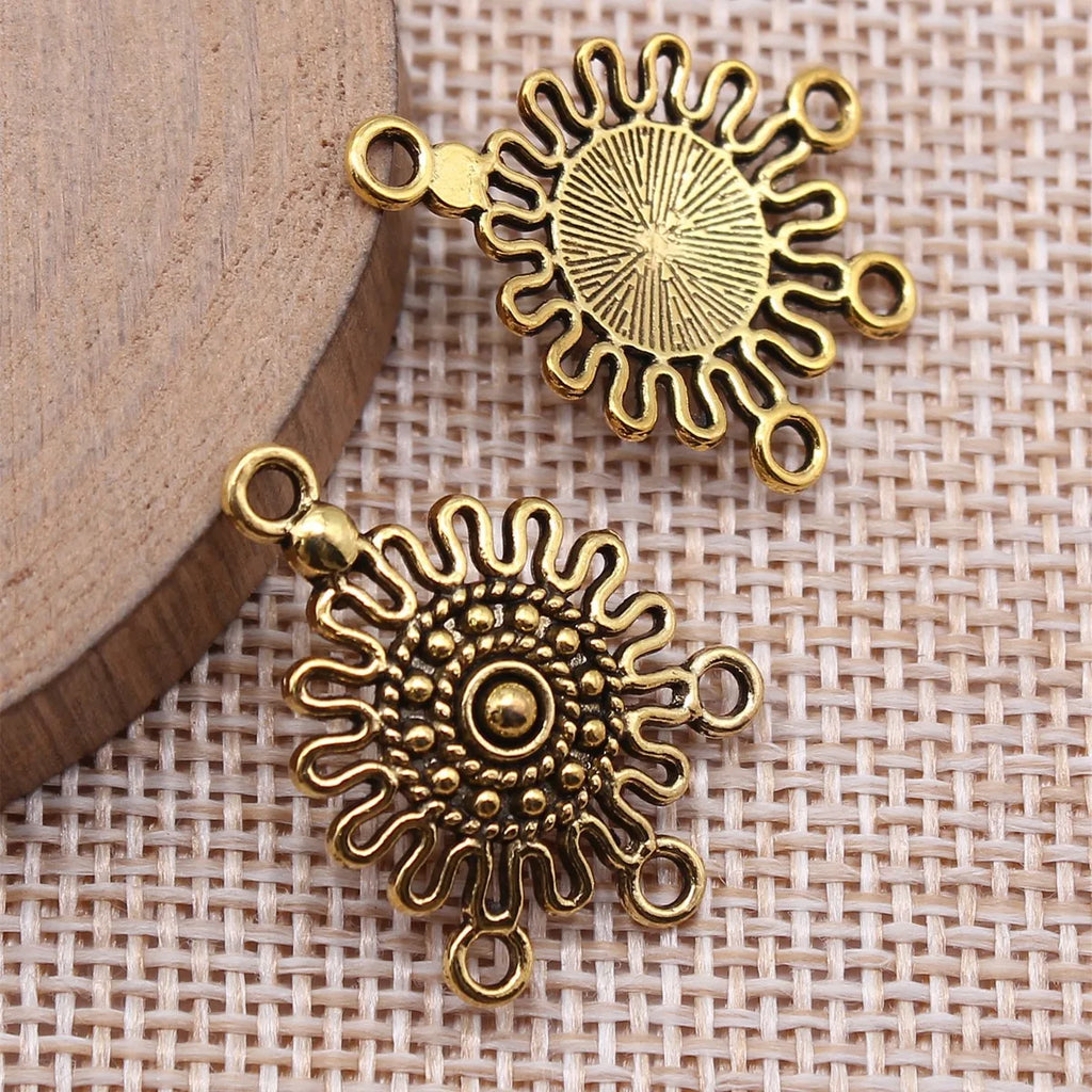 26x19mm 1.4g Multicolor Zinc Alloy Round Pattern Connector Charms for DIY Earrings and Pendants