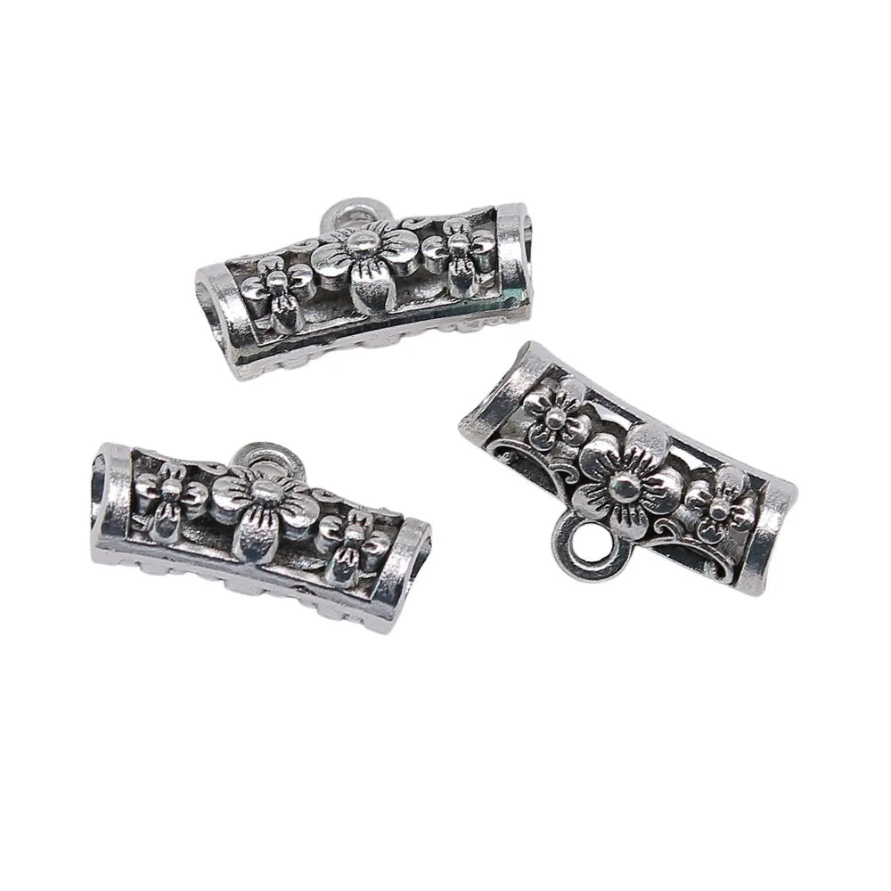 19x10x7mm 1.6g Antique Silver Zinc Alloy Vintage Pendant Bails Connector Charms for DIY Jewelry Making