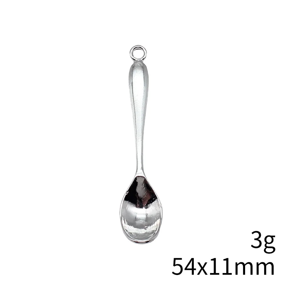 54x11mm 3g Multicolor Zinc Alloy Spoon Charm Pendant for Kitchen Theme DIY Jewelry Making