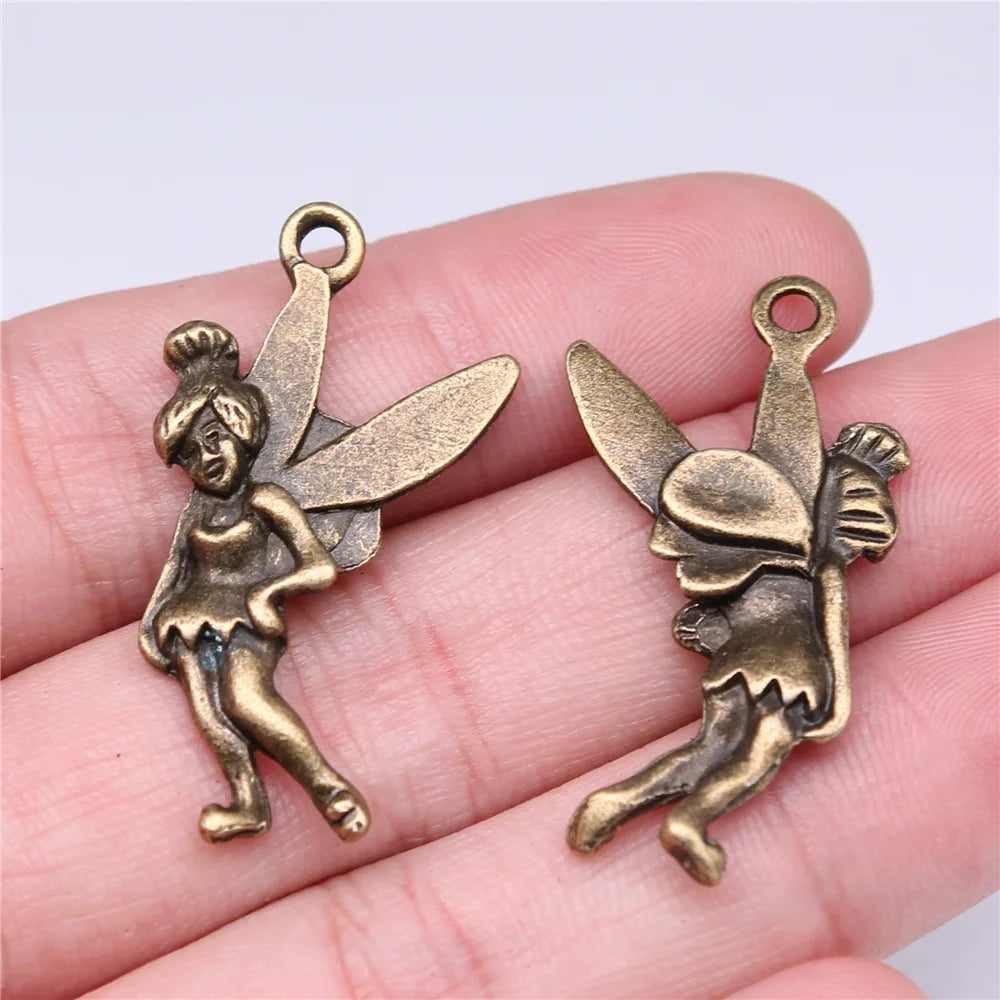 37x20mm 3.8g Antique Bronze Zinc Alloy Angel Figure Charm Pendant for DIY Necklace Bracelet Making