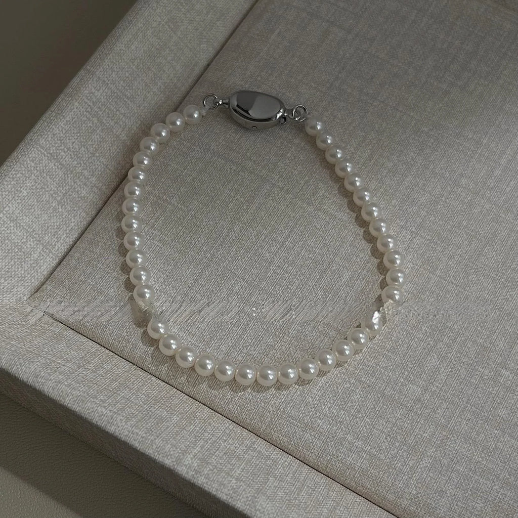 Light Luxury Glass Pearl Bracelet Simple Round Pearl Geometric Hand Jewelry