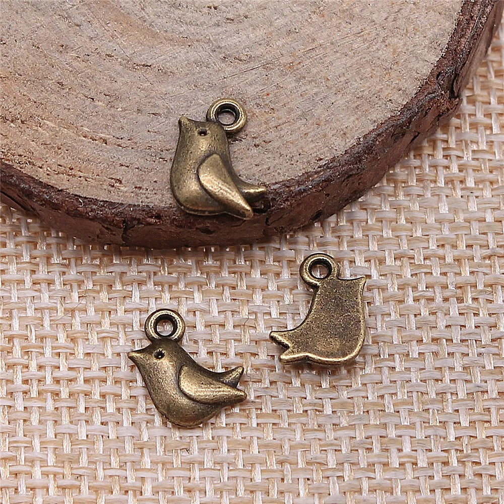 11x8mm 0.6g Multicolor Zinc Alloy Bird Charm Pendant for Bracelet Necklace DIY Jewelry Making