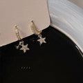 14K Gold Plated Copper Micro Pave Zircon Star Drop Earrings Minimalist Chic Jewelry