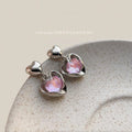 Sweet Cool Iridescent Heart Copper Drop Earrings For Women Niche Designer Jewelry