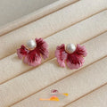 Sweet 14K Plated Copper Hand Painted Gradient Flower Drop Earrings For Women