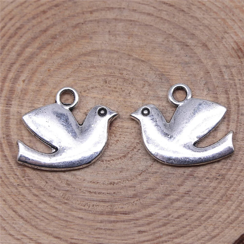 12x16mm 0.9g Multicolor Zinc Alloy Peace Dove Charm Pendant for DIY Necklace Bracelet Making