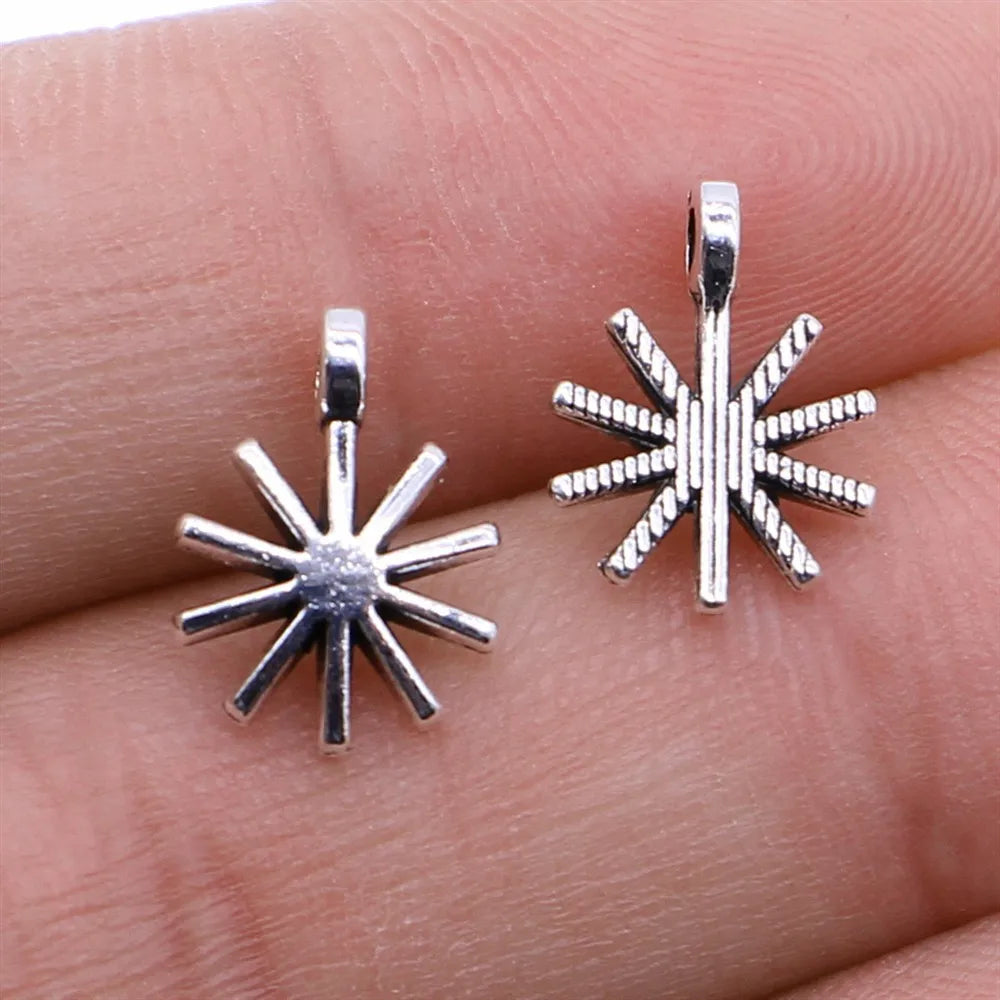 10x13mm 0.4g Multicolor Zinc Alloy Snowflake Charm Pendant for DIY Christmas Jewelry Making
