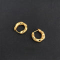 14K Gold Plated Copper Geometric Round Concave Convex Drop Earrings For Chic Commuter Style