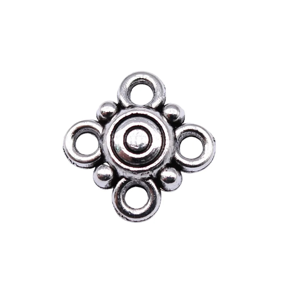15x15mm 1g Multicolor Zinc Alloy Four-Hole Connector Charm Pendant for DIY Bracelet Jewelry Making