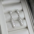 Luxury Zircon Micro Pave Copper Teardrop Geometric Long Drop Earrings