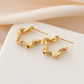 Elegant Gold Alloy Twisted Hoop Five Point Star Stud & Clip On No Piercing Textured Statement Earrings