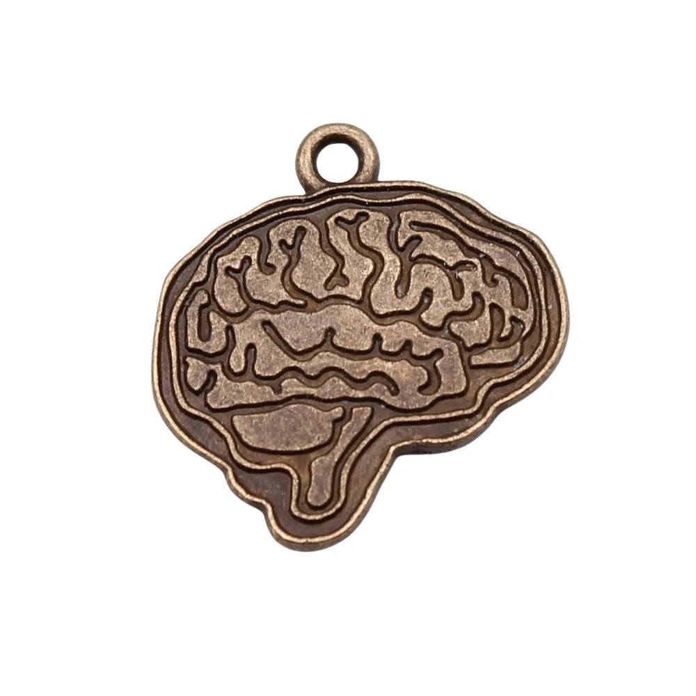 22x23mm 2.7g Multicolor Zinc Alloy Brain Charm Pendant for DIY Medical Necklace Bracelet Making