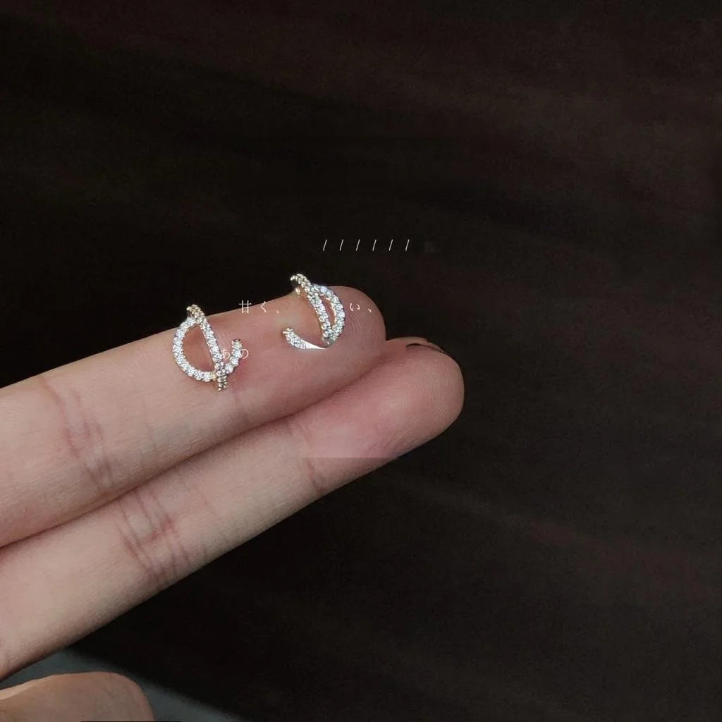 14K Plated Copper Micro Pave Zircon Geometric Globe Stud Earrings For Women