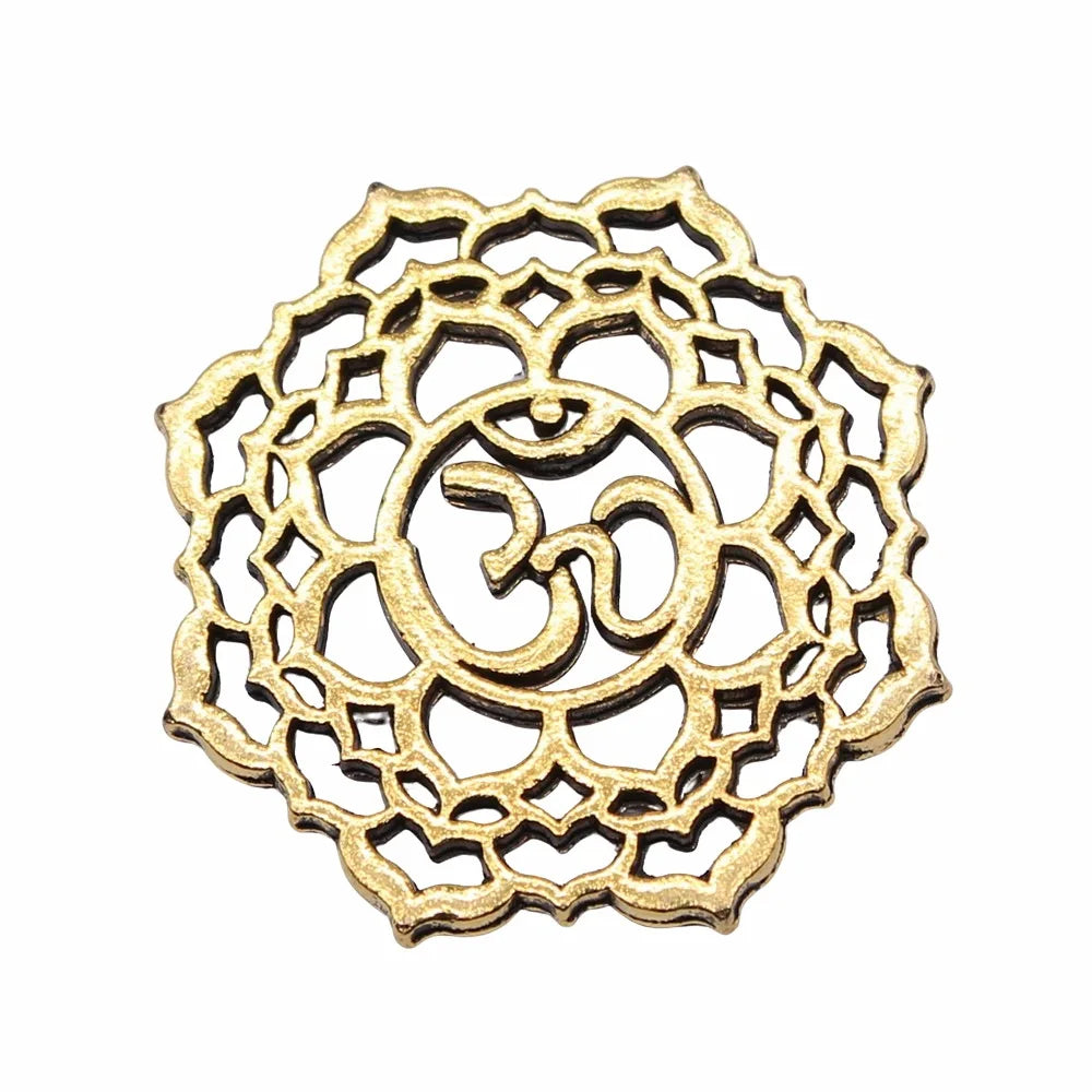 26x26mm 3.6g Antique gold zinc alloy OM Symbol charm pendant for DIY necklace jewelry making