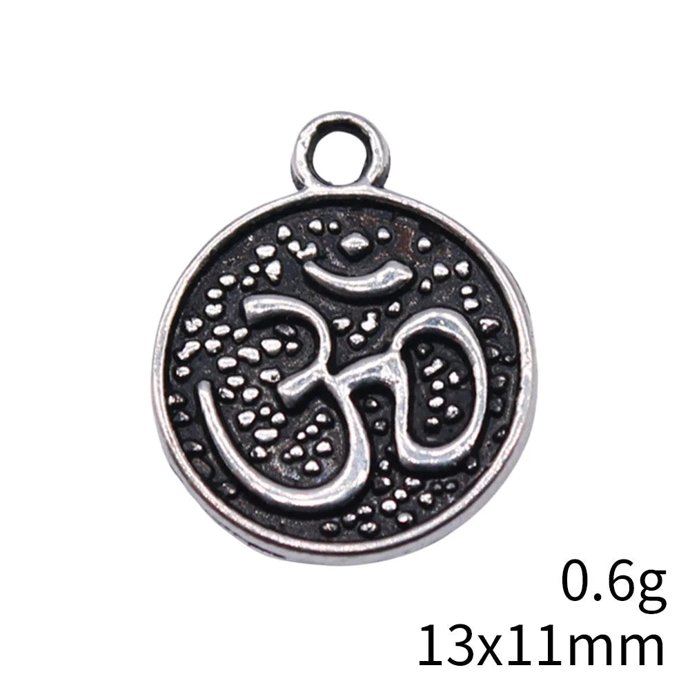 13x11mm 0.6g Antique Silver Tone Zinc Alloy OM Charm Pendant for DIY Handmade Jewelry Making