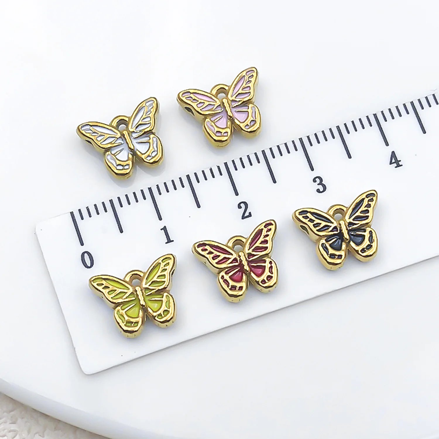 Enamel Stainless Steel Butterfly Spacer Beads for Bracelet Necklace Keychain DIY