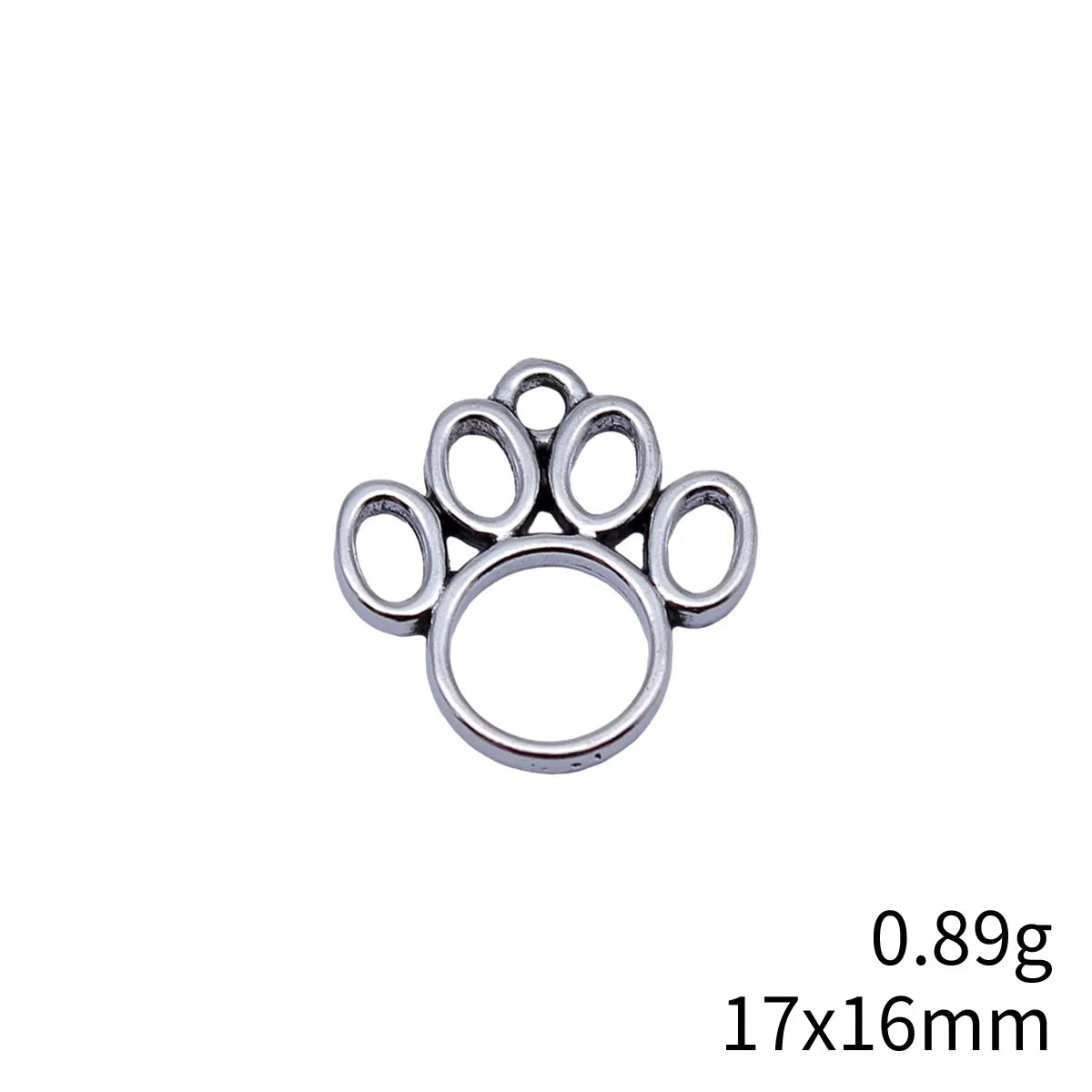 17x16mm 0.89g Multicolor Zinc Alloy Hollow Paw charm pendant for pet themed necklaces and bracelets