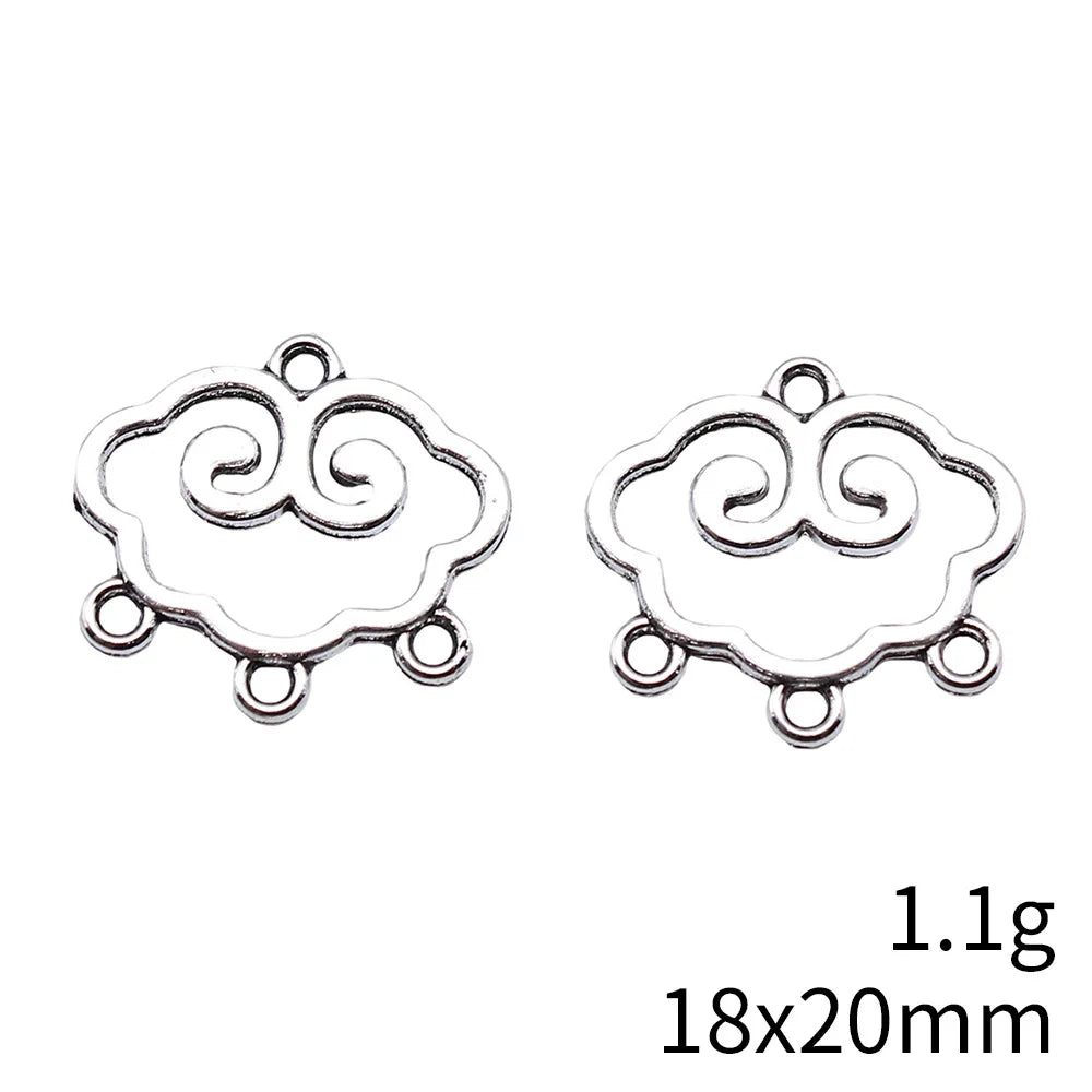 18x20mm 1.1g Multicolor Zinc Alloy Chinese Cloud Earring Connector Charms for DIY Earrings Jewelry Making