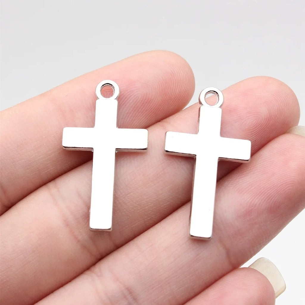 29x16mm 2.1g Multicolor Zinc Alloy Cross Charm Pendant for DIY Necklace and Clothing Accessories