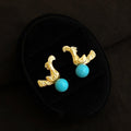 Vintage Bird Geometric Copper Synthetic Turquoise Stud Earrings