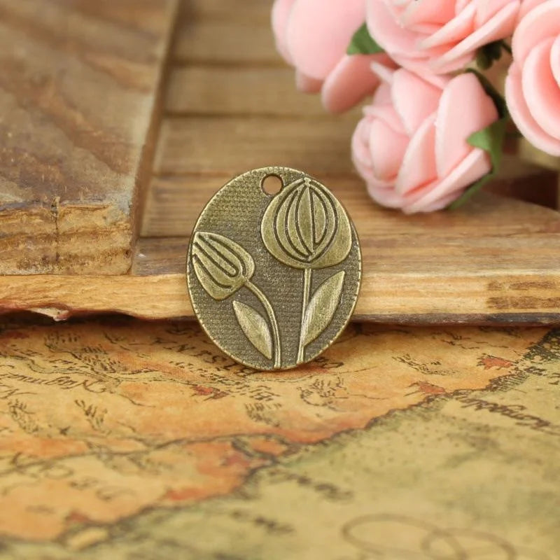 25x21MM Antique Silver Zinc Alloy Oval Charm Pendant for DIY Necklace Bracelet Jewelry Making
