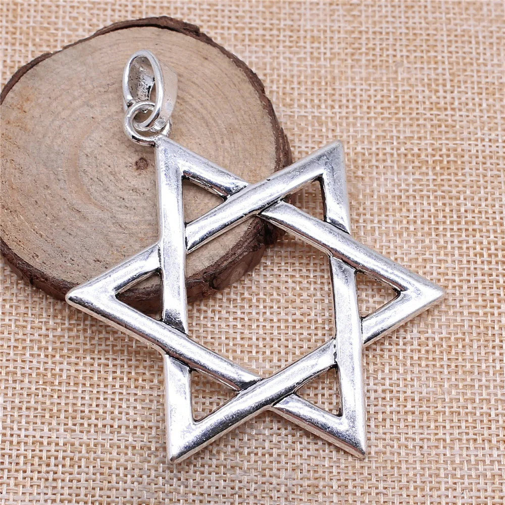 75x59mm 14.8g Multicolor Zinc Alloy Six-Pointed Star Charm Pendant for Necklace Bracelet Making