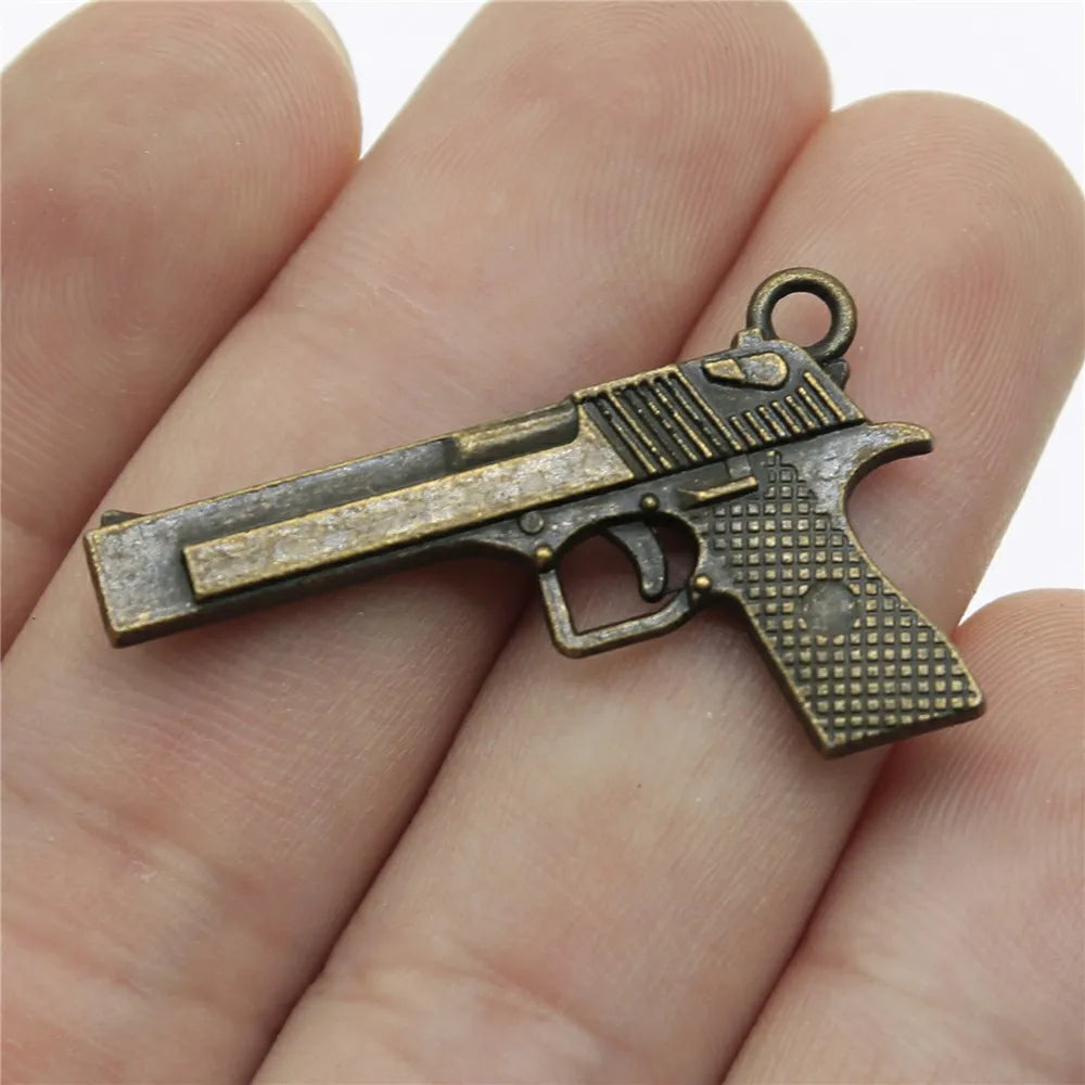 45x20mm 4.9g Multicolor Zinc Alloy Pistol Charm Pendant for DIY Bracelet Necklace Jewelry Making