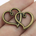 32x25mm 2.5g Multicolor Zinc Alloy Double Heart Charm Pendant for Bracelet Necklace Making