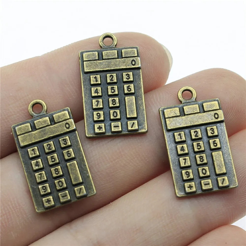 23x13mm 2.6g Multicolor Zinc Alloy Calculator Charm Pendant for DIY Bracelet Necklace Jewelry Making