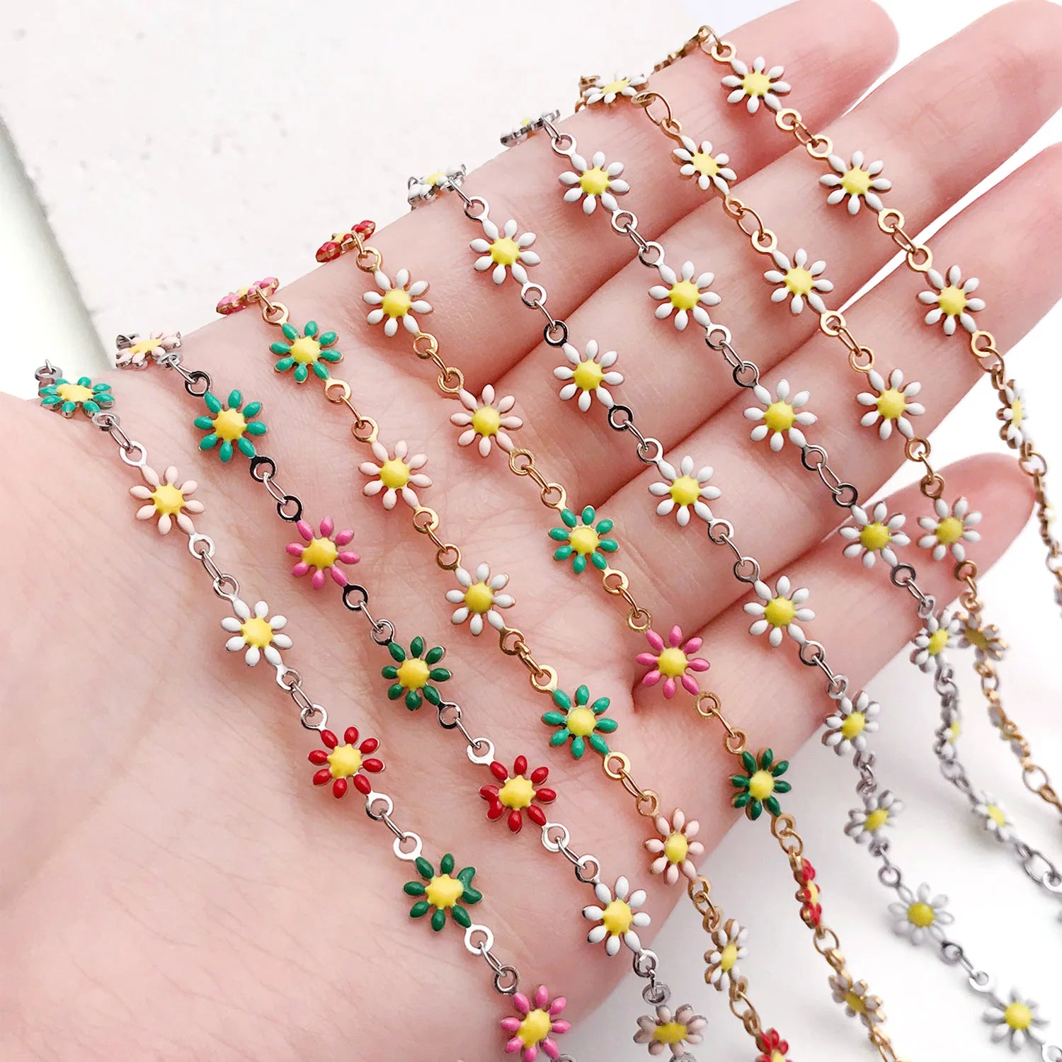 Stainless Steel Sunflower Eight Petal Flower Double Sided Connector Charm for DIY Necklace Earrings
