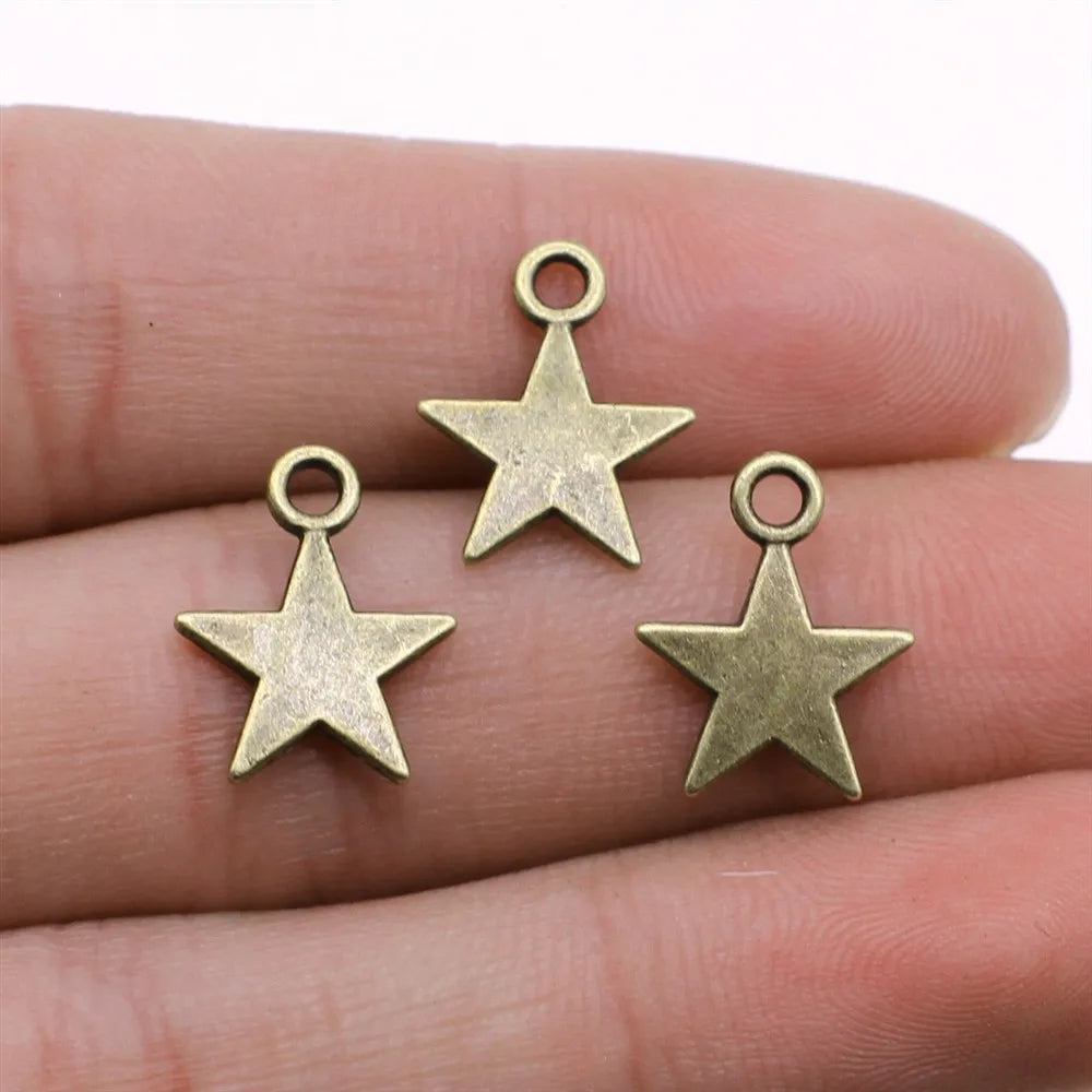 15x12mm 0.6g Multicolor Zinc Alloy Five-Point Star Charm Pendant for DIY Necklace Bracelet Making