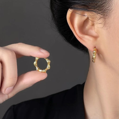 14K Gold Plated Copper Micro Pave Zircon Geometric Round Drop Earrings Minimalist Fashion