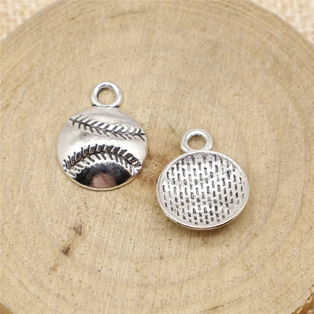 15x15mm 1.2g Multicolor Zinc Alloy Baseball Charm Pendant for DIY Sports Theme Jewelry Making
