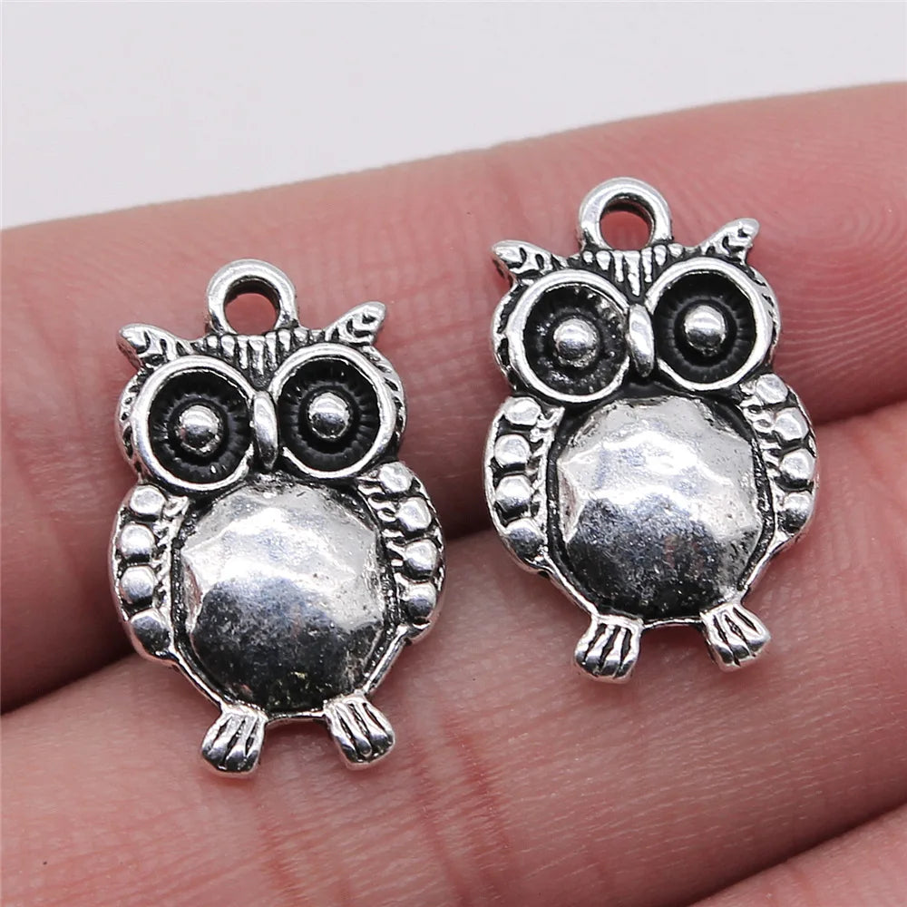 14x21mm 2.9g Antique Silver Zinc Alloy Big Belly Owl Cat Charm Pendant for Necklace Bracelet DIY Jewelry