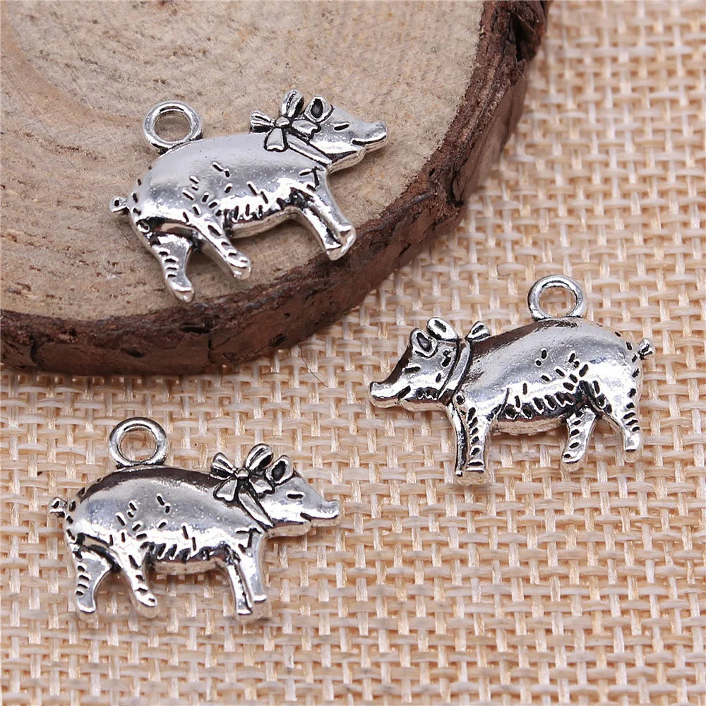 21x16mm 2.7g Multicolor Zinc Alloy Cute Pig Charm Pendant for DIY Necklace Bracelet Jewelry Making