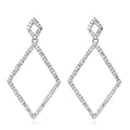 Luxury Geometric Rhinestone Diamond Shape Dangle Earrings For Women, Elegant Alloy Party Wedding Jewelry