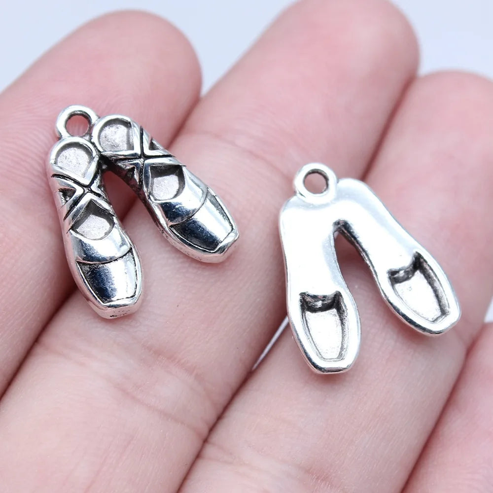 16x20mm 2.5g Multicolor Zinc Alloy Ballet Shoes Charm Pendant for Dance Theme DIY Jewelry Making