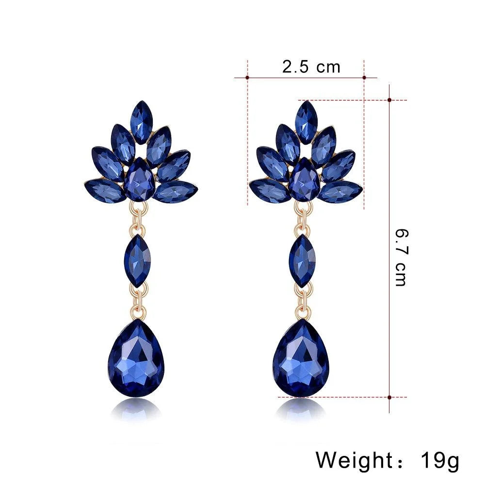 Vintage Bridal Alloy Rhinestone Crystal Teardrop Tassel Earrings Elegant Wedding Party Jewelry