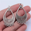 46x25mm 3.6g Antique Silver Zinc Alloy Waterdrop Teardrop Earring Connector Charms for DIY Earring Making
