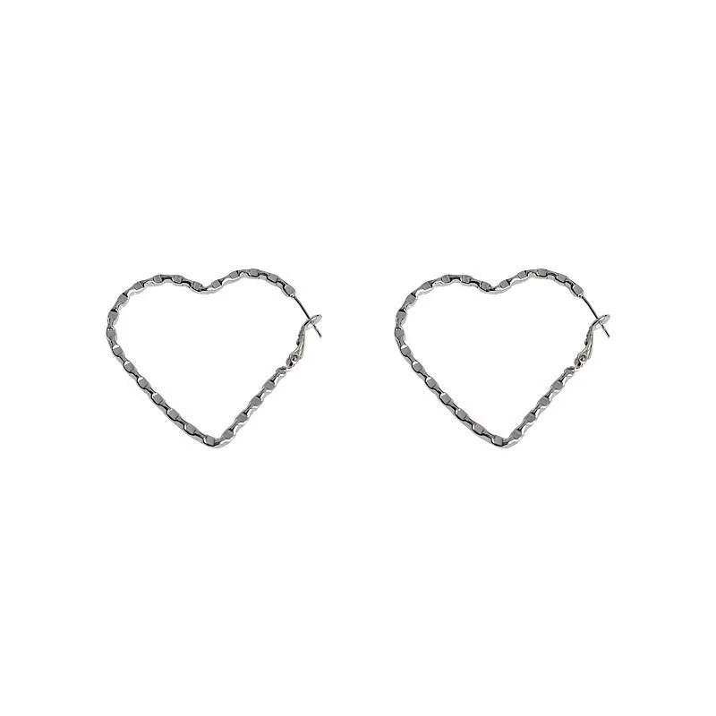 Premium Silver Plated Copper Heart Hoop Line Geometric Stud Earrings For Women