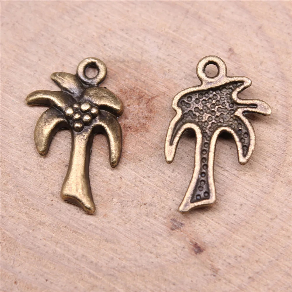 13x20mm 1g Multicolor Zinc Alloy Coconut Tree Charm Pendant for Necklace Bracelet Jewelry Making