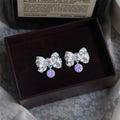 Sweet Liquid Bow Stud Earrings Copper Cute Niche Designer Ear Jewelry